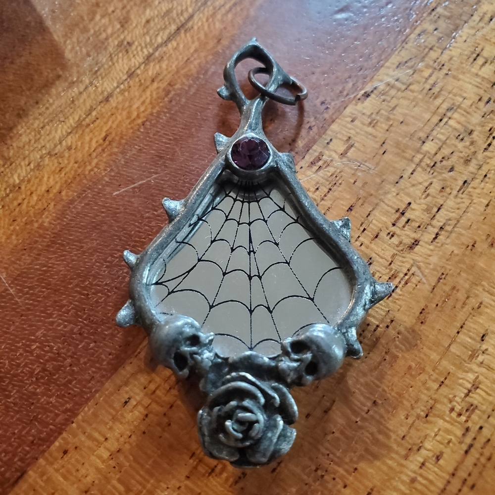 .ALCHEMY GOTHIC. spiderweb mirror pendant